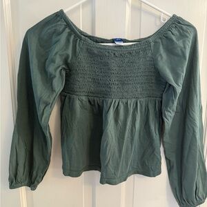 Old Navy Green Smocked Blouse